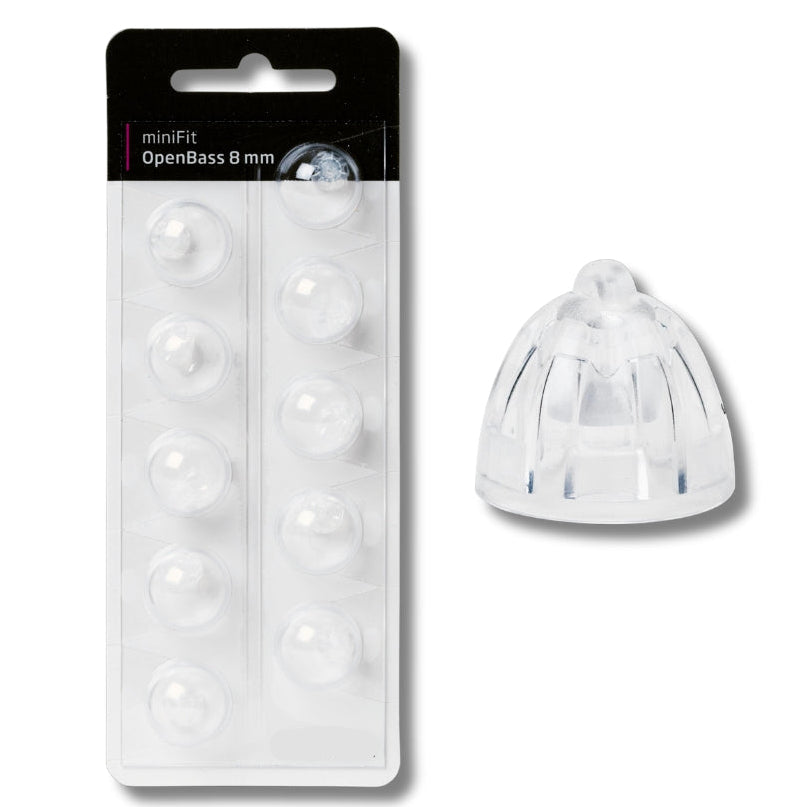 Minifit OpenBass Dome for Oticon and Bernafon hearing aids, pack of 100 pcs (10 x 10 pcs)